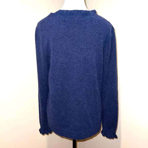 Sundance Blue Ruffle Collar & Sleeve Crew Neck Long Sleeve Sweater Size M - Picture 7 of 10